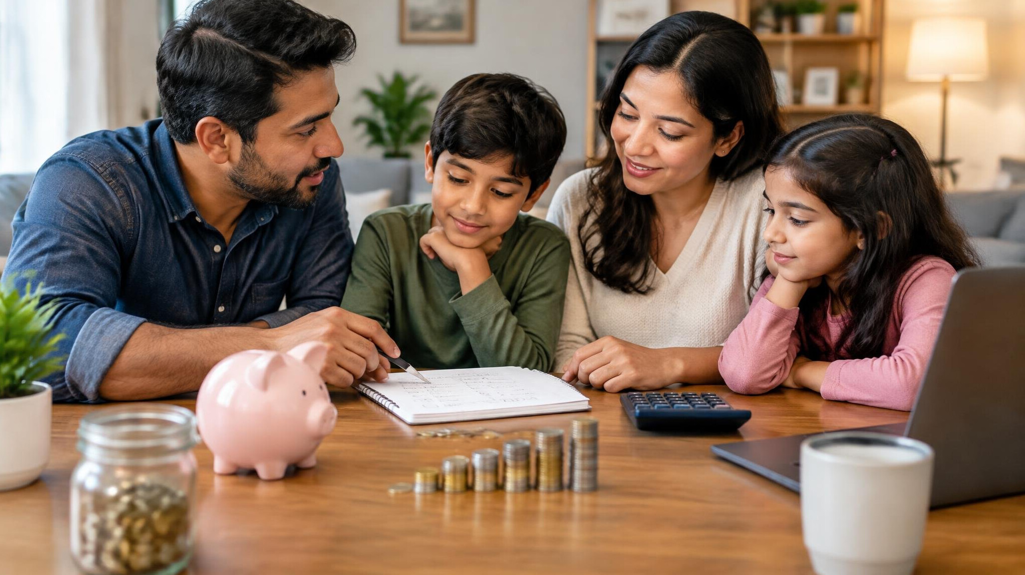 family discussing money