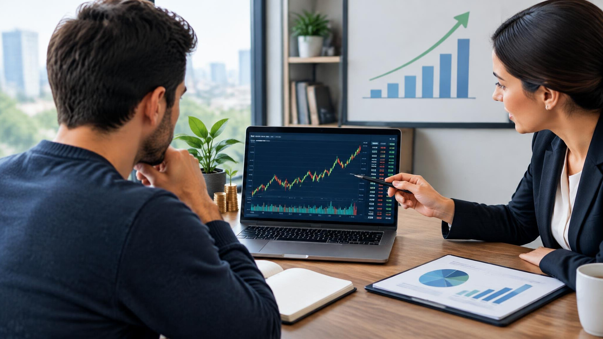 person reviewing investment portfolio